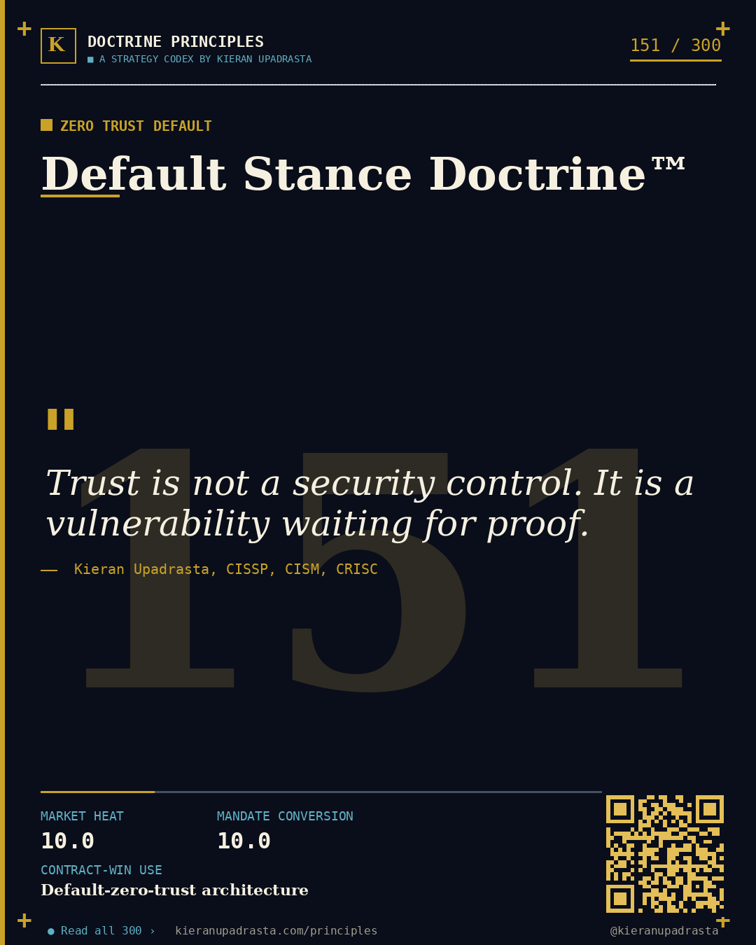 Principle 151: Unreachable Archive Doctrine™ &mdash; Cyber Vault doctrine card by Professor Kieran Upadrasta, CISSP CISM CRISC, Schiphol University