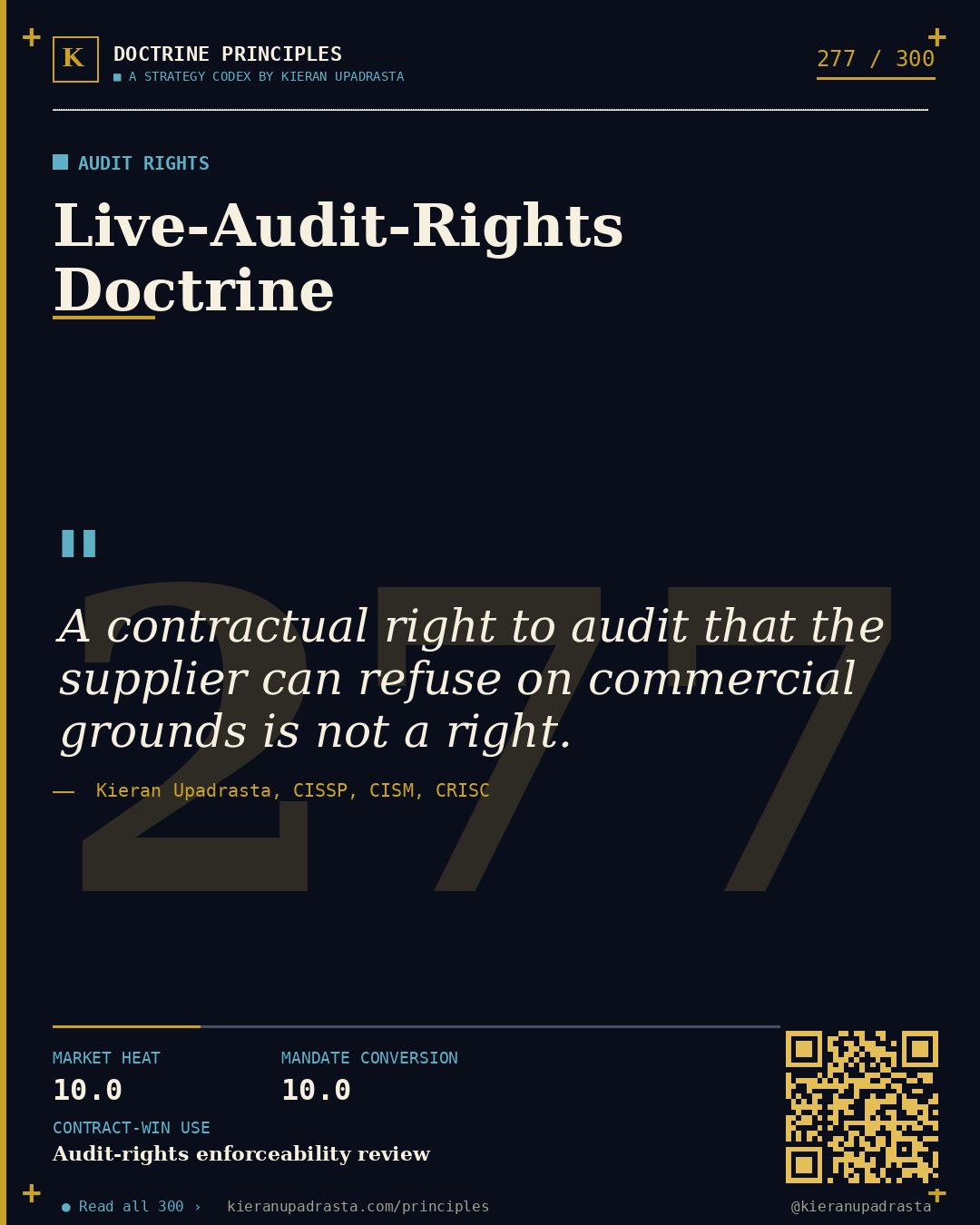 Principle 277: Carve-Out Discipline &mdash; Liability doctrine card by Professor Kieran Upadrasta, CISSP CISM CRISC, Schiphol University